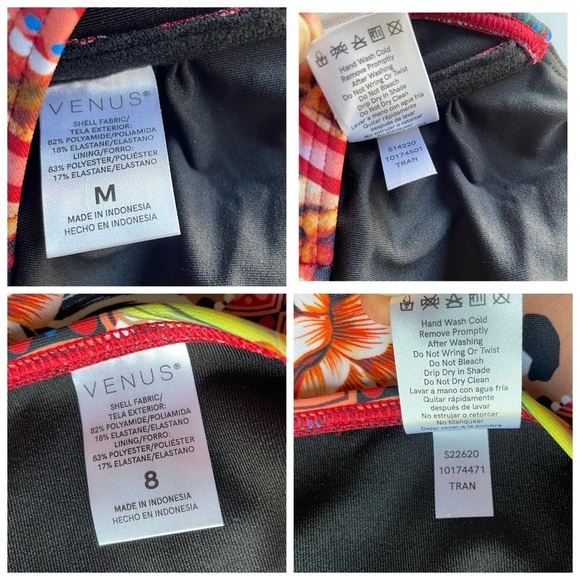 Venus Heavenly Halter Top Bikini Set Mid Rise Bottom Red Size Medium 8 NWT - Picture 7 of 12